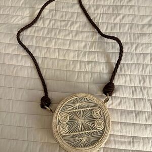 Elegant Beige and Brown Woven Crossbody Bag